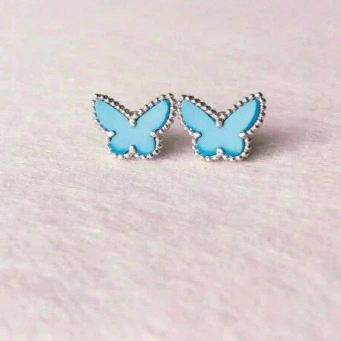 [⭐Luxery]BUTTERFLY TURQUOISE EARRINGS SILVER