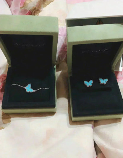 [⭐Luxery]BUTTERFLY TURQUOISE EARRINGS SILVER