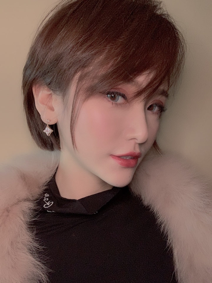 [⭐Luxery]DOUBLE STAR PINK GOLD MOP DROP EARRINGS