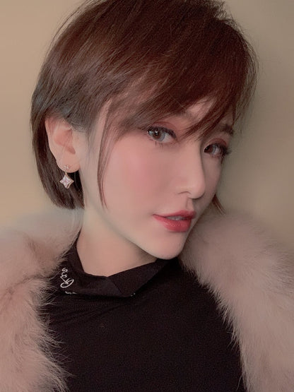 [⭐Luxery]DOUBLE STAR PINK GOLD MOP DROP EARRINGS