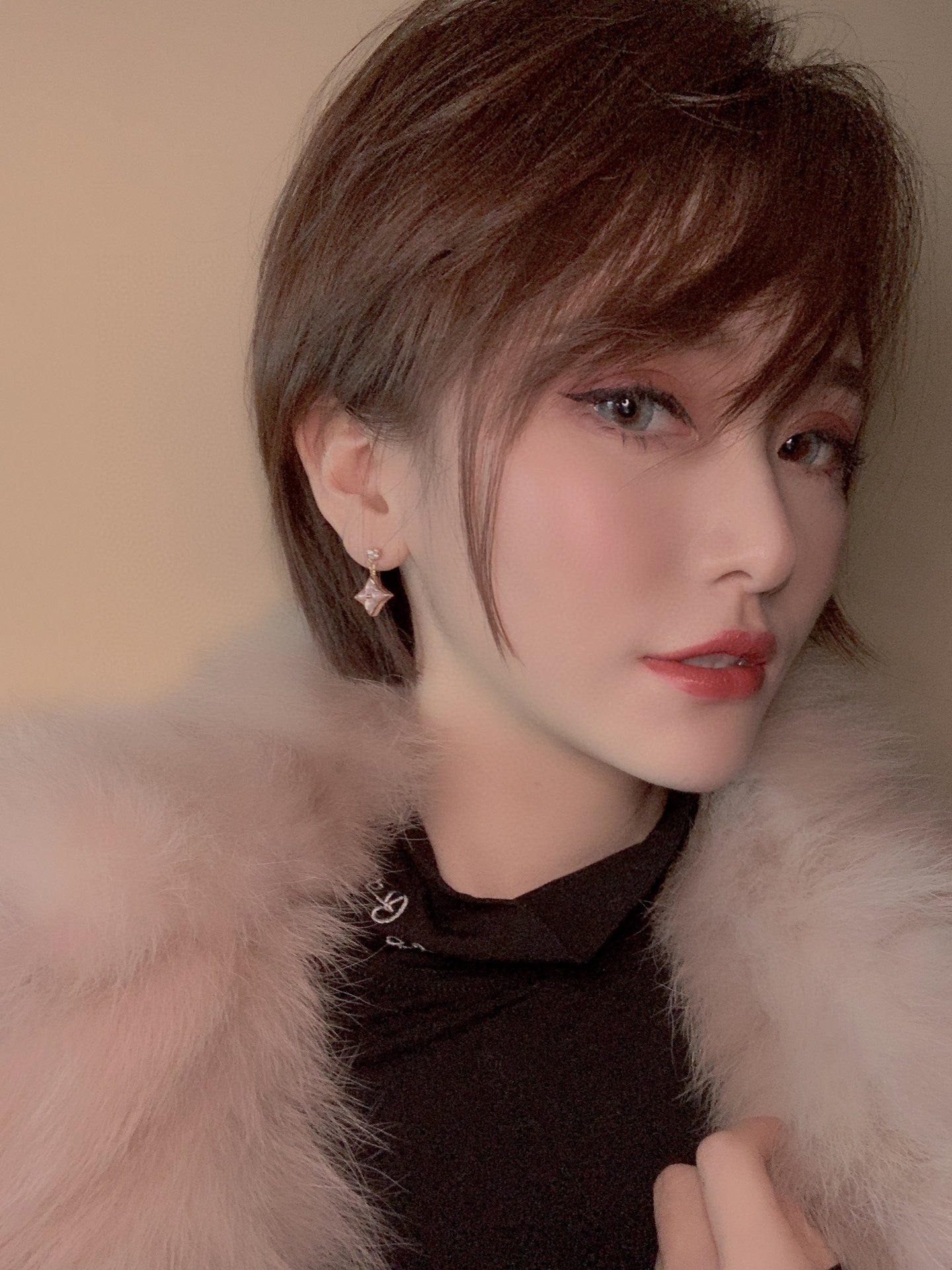 [⭐Luxery]DOUBLE STAR PINK GOLD MOP DROP EARRINGS