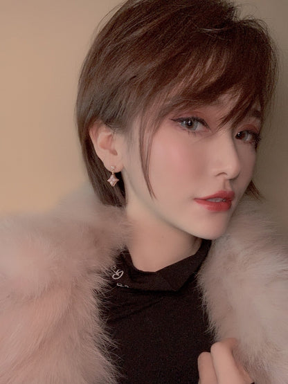 [⭐Luxery]DOUBLE STAR PINK GOLD MOP DROP EARRINGS