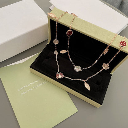 [⭐Luxery]LUCKY SPRING 15 MOTIFS ROSE GOLD NECKLACE