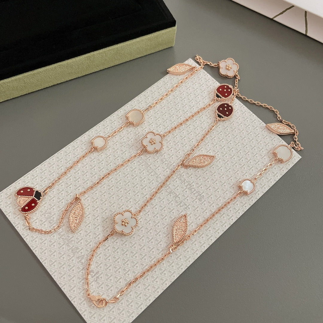[⭐Luxery]LUCKY SPRING 15 MOTIFS ROSE GOLD NECKLACE