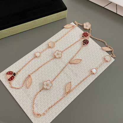 [⭐Luxery]LUCKY SPRING 15 MOTIFS ROSE GOLD NECKLACE