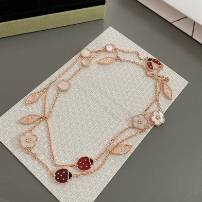 [⭐Luxery]LUCKY SPRING 15 MOTIFS ROSE GOLD NECKLACE