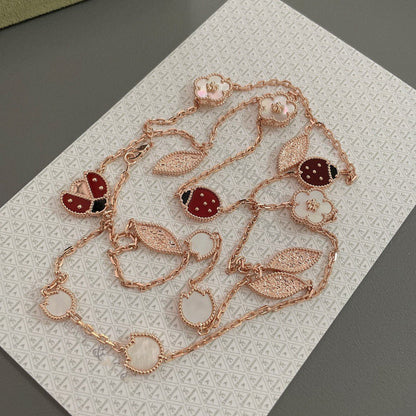 [⭐Luxery]LUCKY SPRING 15 MOTIFS ROSE GOLD NECKLACE