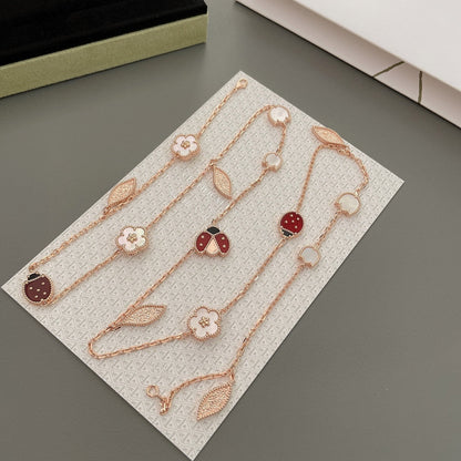 [⭐Luxery]LUCKY SPRING 15 MOTIFS ROSE GOLD NECKLACE