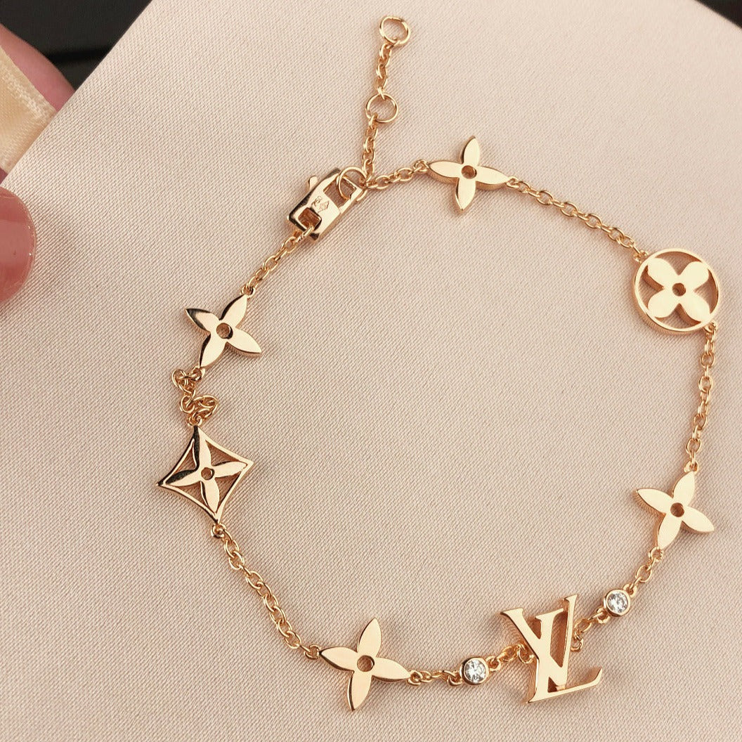 [⭐Luxery]STAR AND SUN 7 MOTIFS GOLD BRACELET