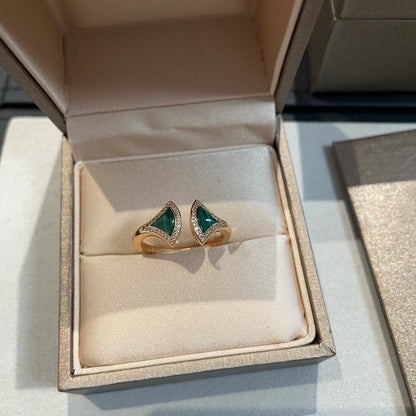 [⭐Luxery]DREAM MALACHITE DIAMOND OPEN RING