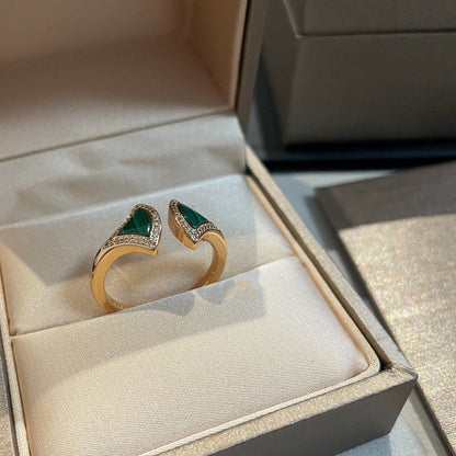 [⭐Luxery]DREAM MALACHITE DIAMOND OPEN RING