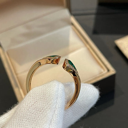 [⭐Luxery]DREAM MALACHITE DIAMOND OPEN RING