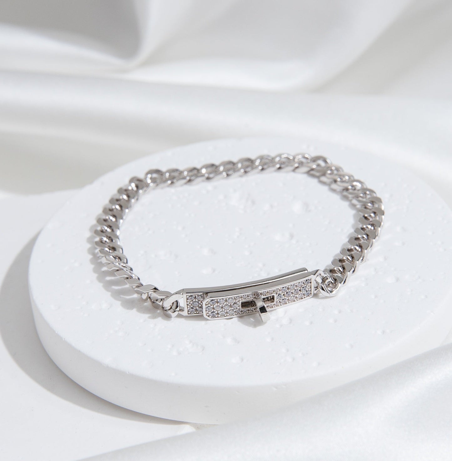[⭐Luxery]KELLY CHAIN SILVER DIAMOND BRACELET