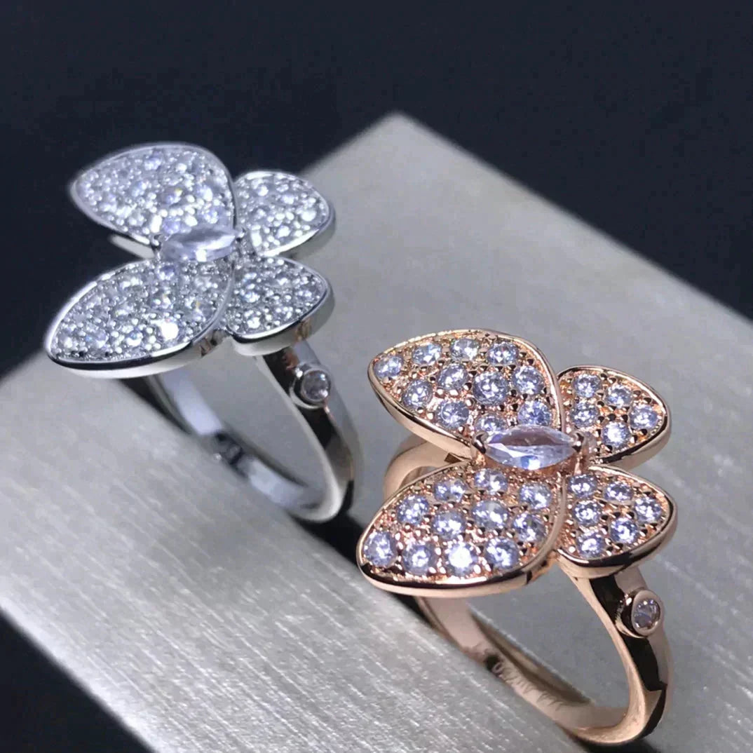 [⭐Luxery]BUTTERFLY PINK GOLD DIAMOND RING