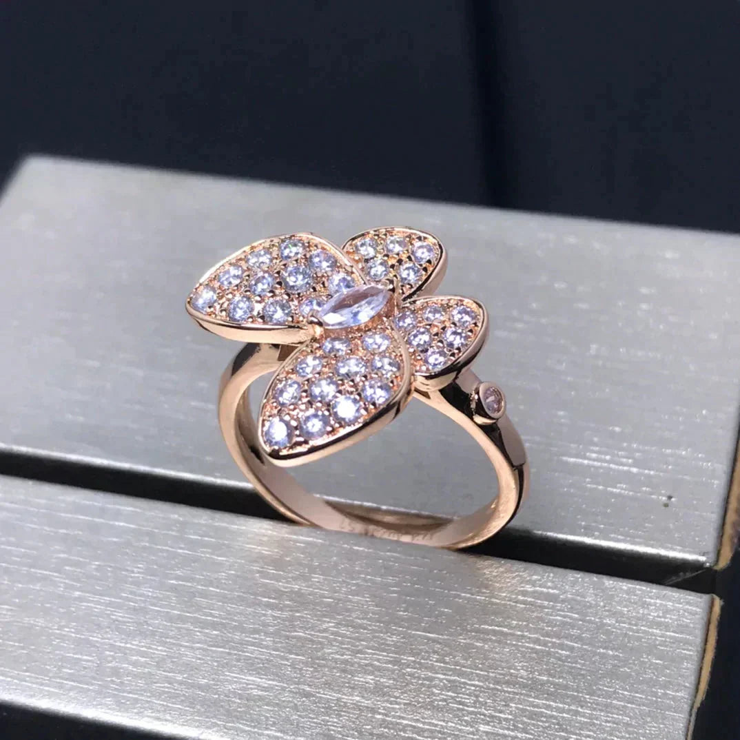 [⭐Luxery]BUTTERFLY PINK GOLD DIAMOND RING