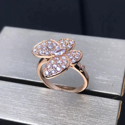[⭐Luxery]BUTTERFLY PINK GOLD DIAMOND RING