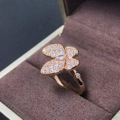 [⭐Luxery]BUTTERFLY PINK GOLD DIAMOND RING
