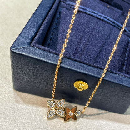 [⭐Luxery]STAR BLOSSOM NECKLACE PINK GOLD DIAMONDS
