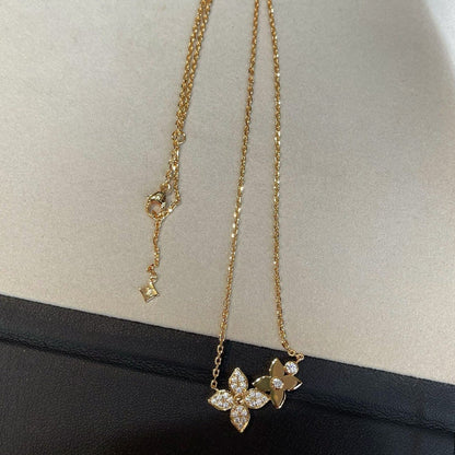 [⭐Luxery]STAR BLOSSOM NECKLACE PINK GOLD DIAMONDS