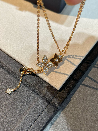[⭐Luxery]STAR BLOSSOM NECKLACE PINK GOLD DIAMONDS