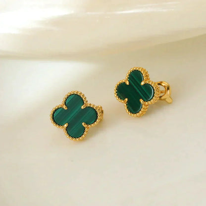[⭐Luxery]CLOVER MEDIUM 1 MOTIFS MALACHITE  EARRINGS