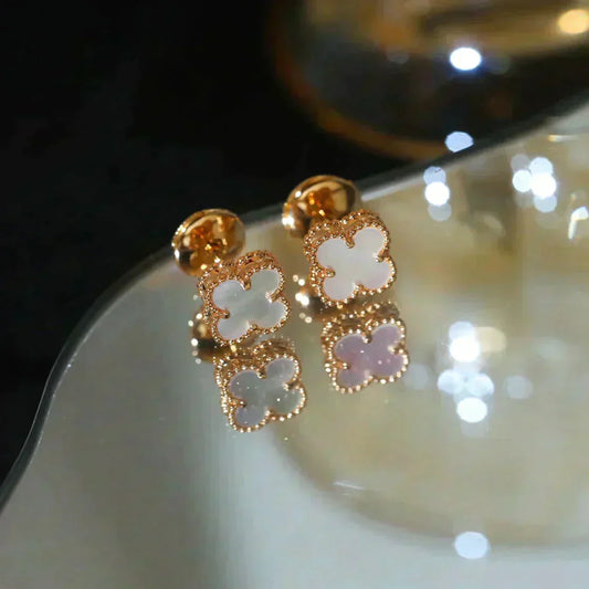 [⭐Luxery]CLOVER MINI 9.5MM WHITE MOP EARRINGS