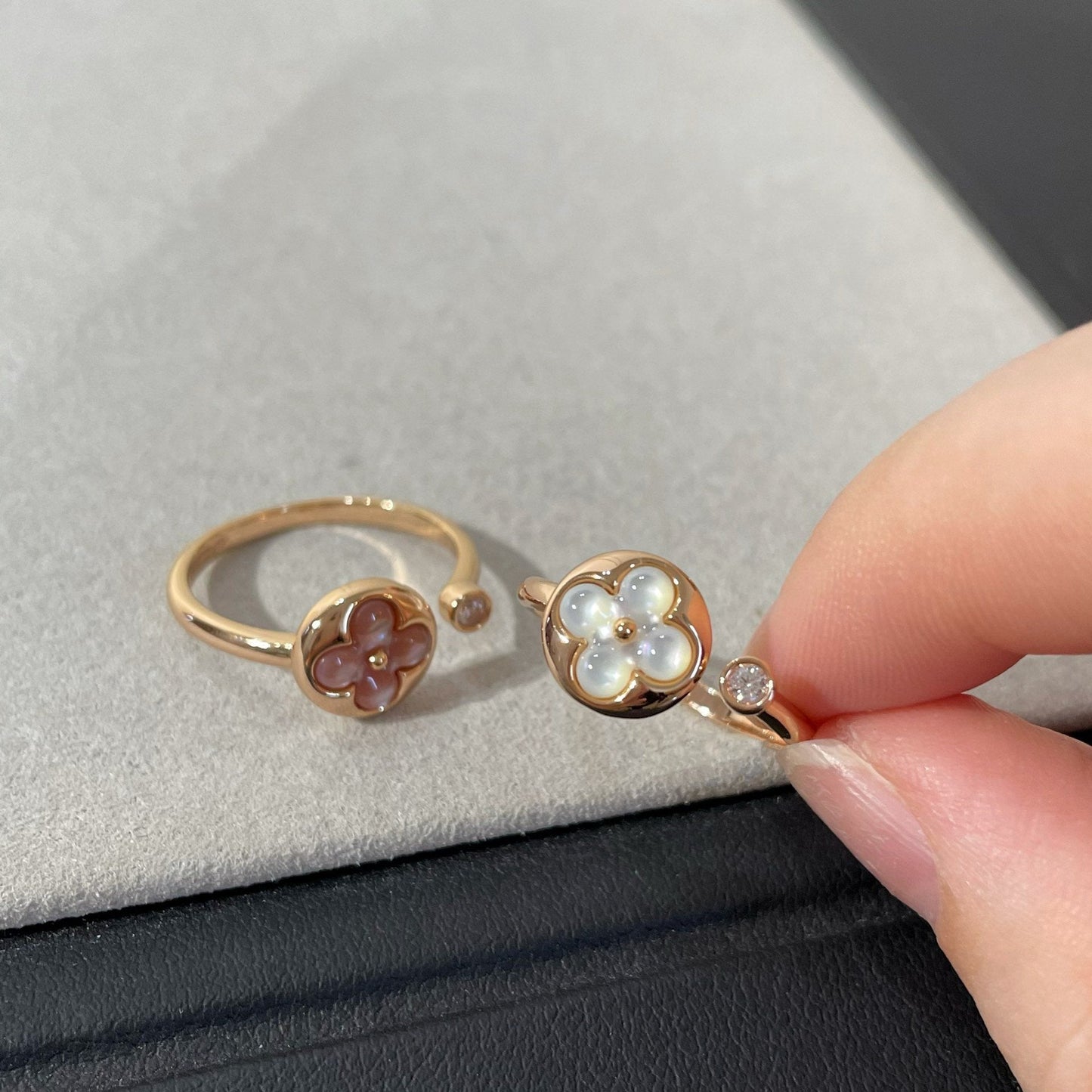 [⭐Luxery]SUN 1 DIAMOND PINK MOP RING
