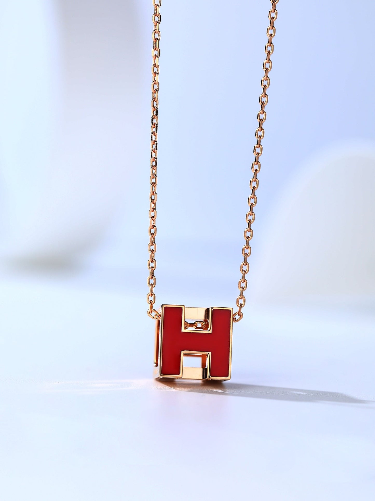 [⭐Luxery]H CAGE PINK GOLD NECKLACE