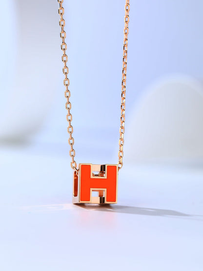 [⭐Luxery]H CAGE PINK GOLD NECKLACE