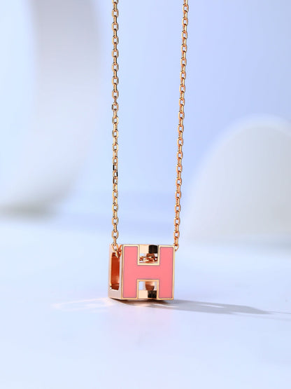 [⭐Luxery]H CAGE PINK GOLD NECKLACE
