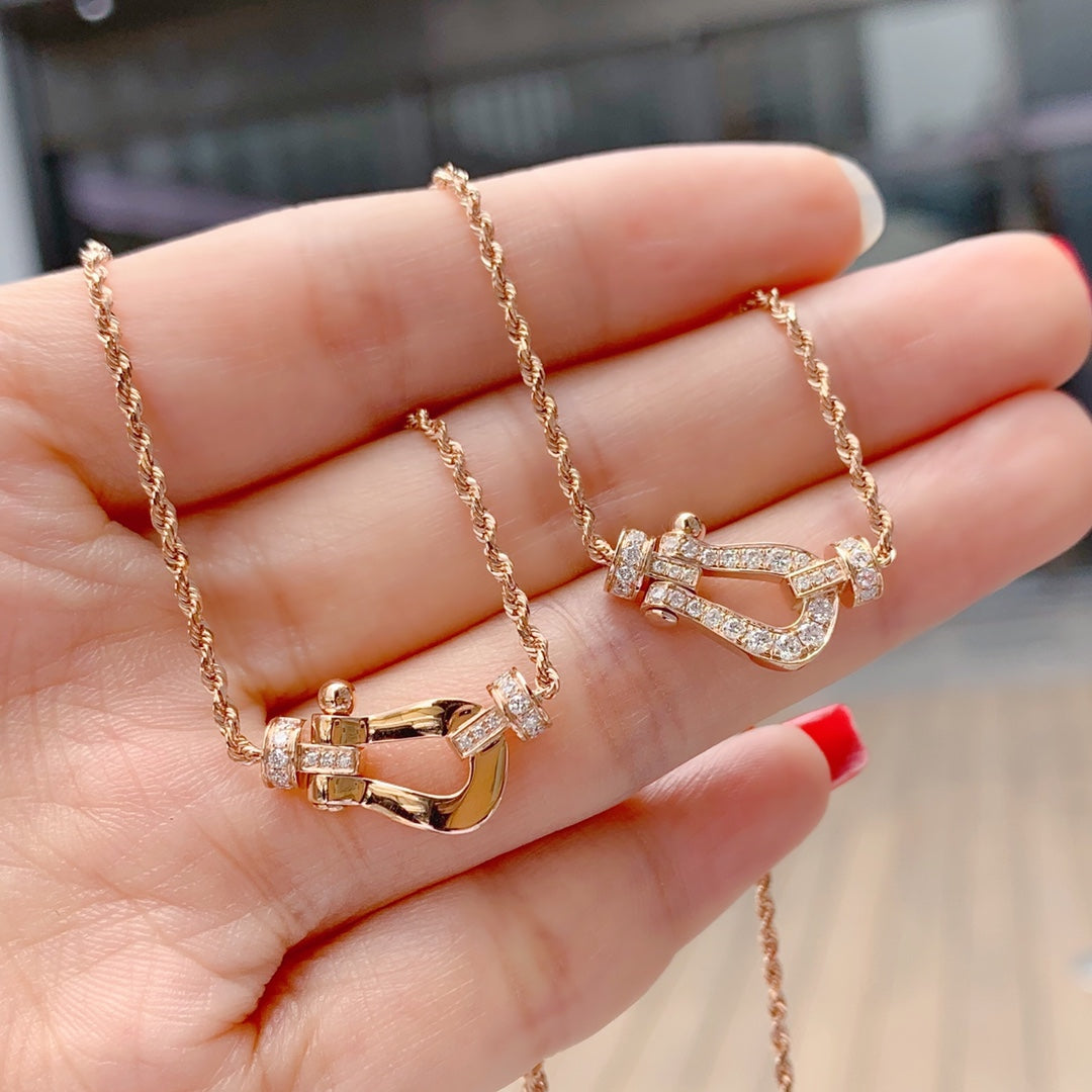 [⭐Luxery]FORCE 10 PINK GOLD DIAMOND NECKLACE