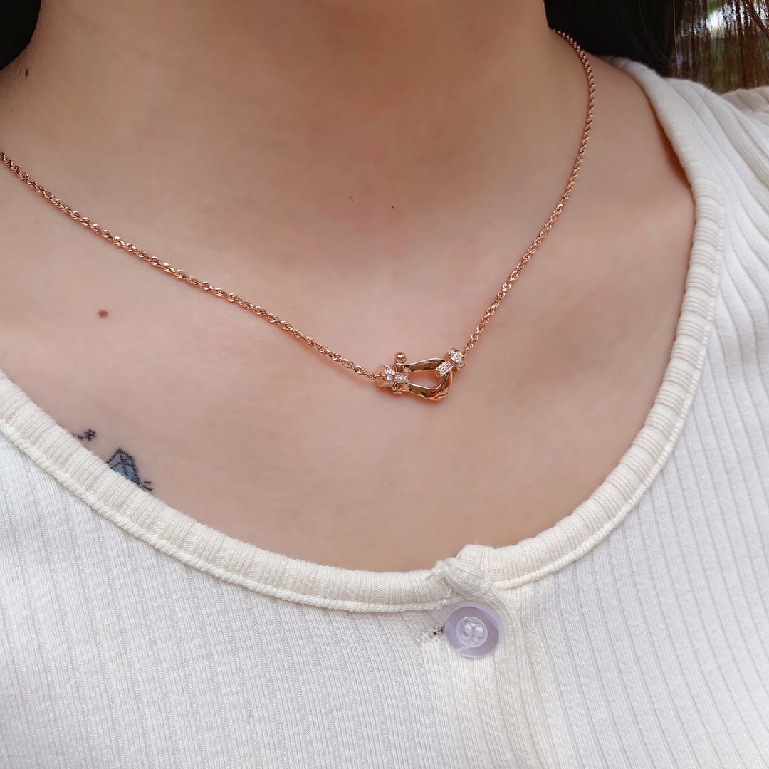 [⭐Luxery]FORCE 10 PINK GOLD DIAMOND NECKLACE