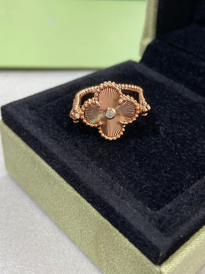 [⭐Luxery]CLOVER RIVERSIBLE ROSE GOLD RING