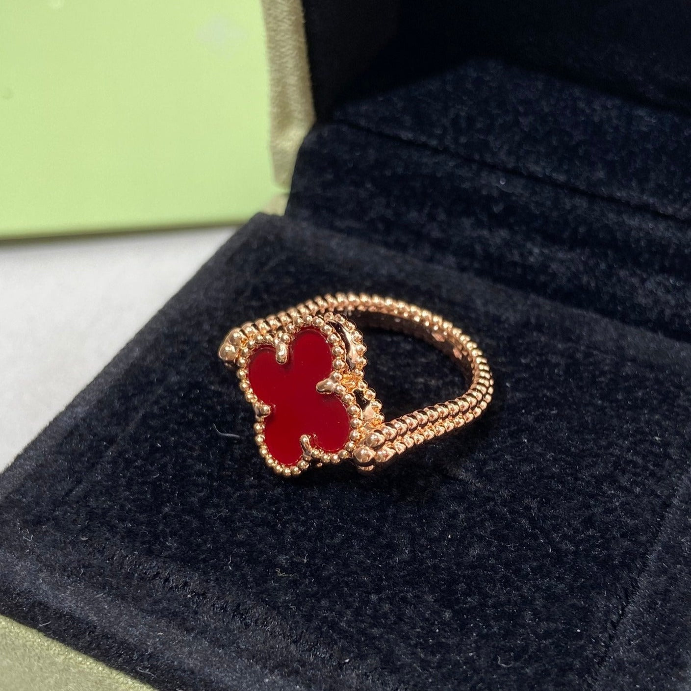 [⭐Luxery]CLOVER RIVERSIBLE ROSE GOLD RING