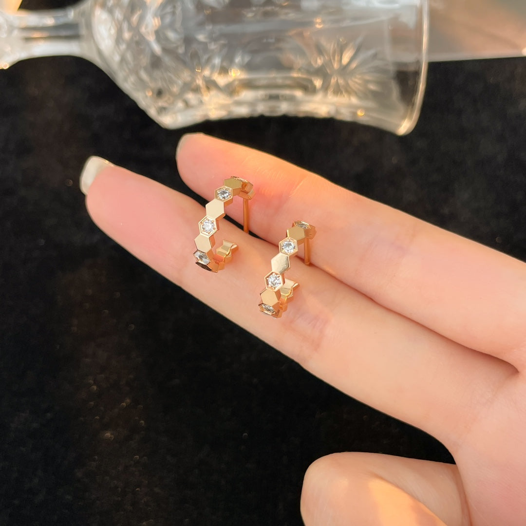 [⭐Luxery]BEE LOVE DIAMOND HOOP EARRINGS