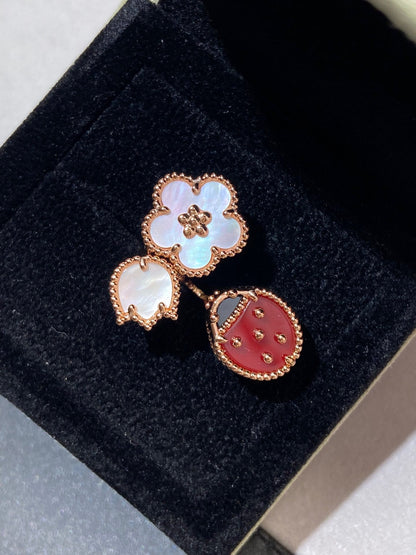[⭐Luxery]LUCKY 3 MOTIF ROSE GOLD RING