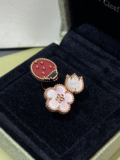 [⭐Luxery]LUCKY 3 MOTIF ROSE GOLD RING