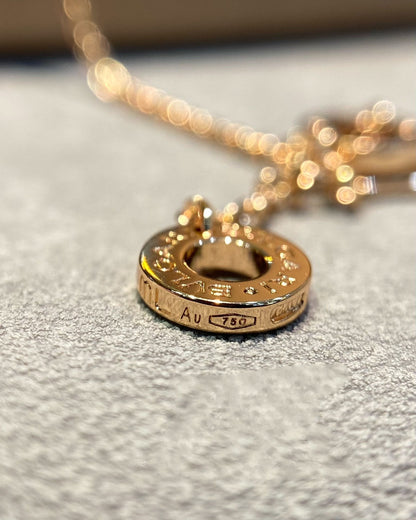 [⭐Luxery]DREAM MOP DIAMOND PAVED PINK GOLD NECKLACE