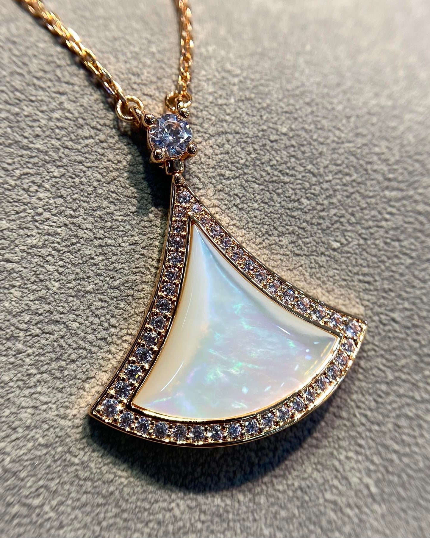[⭐Luxery]DREAM MOP DIAMOND PAVED PINK GOLD NECKLACE