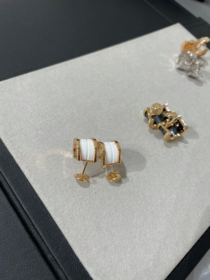 [⭐Luxery]ZERO 1 PINK GOLD CERAMIC EARRINGS