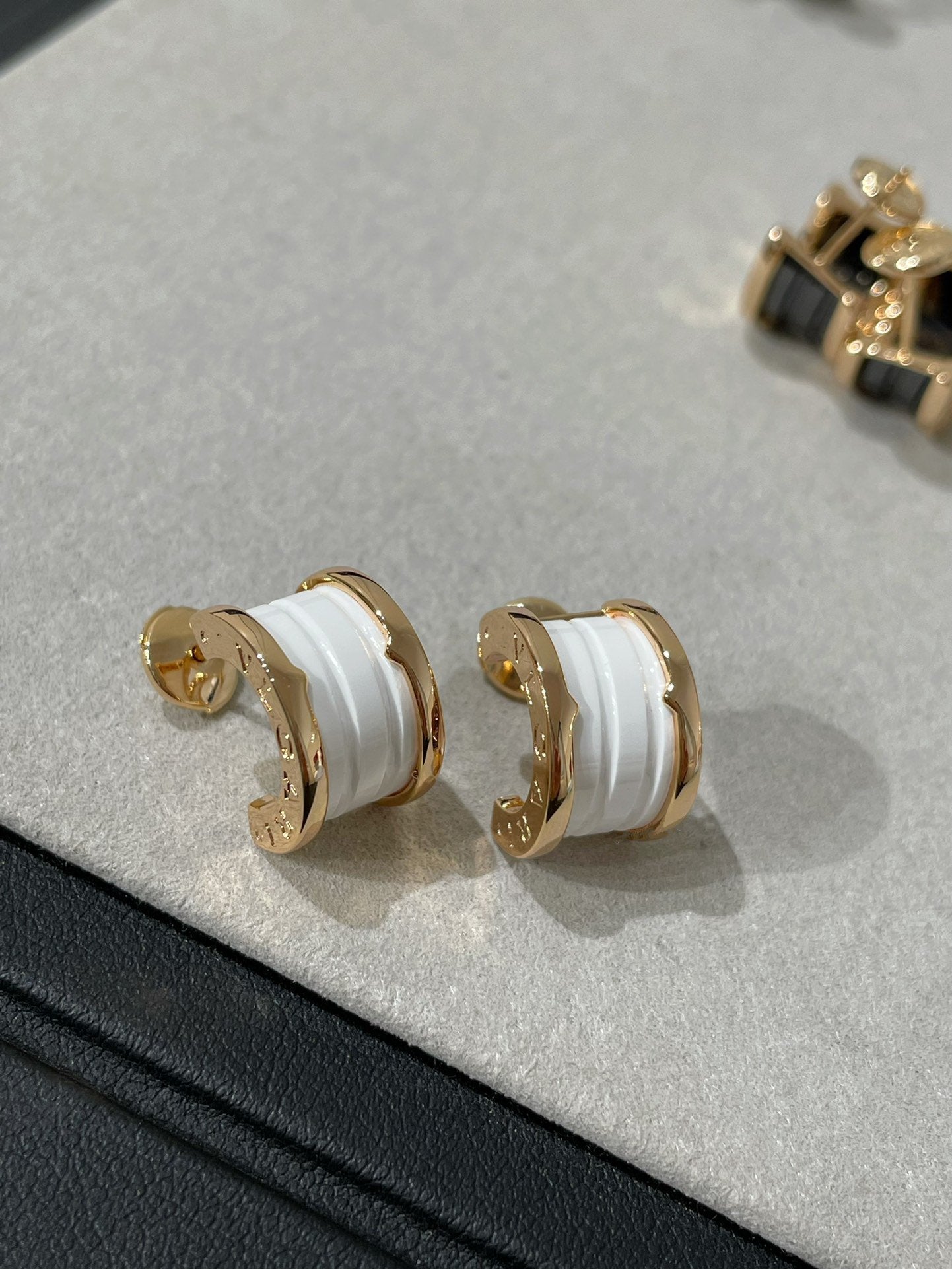 [⭐Luxery]ZERO 1 PINK GOLD CERAMIC EARRINGS