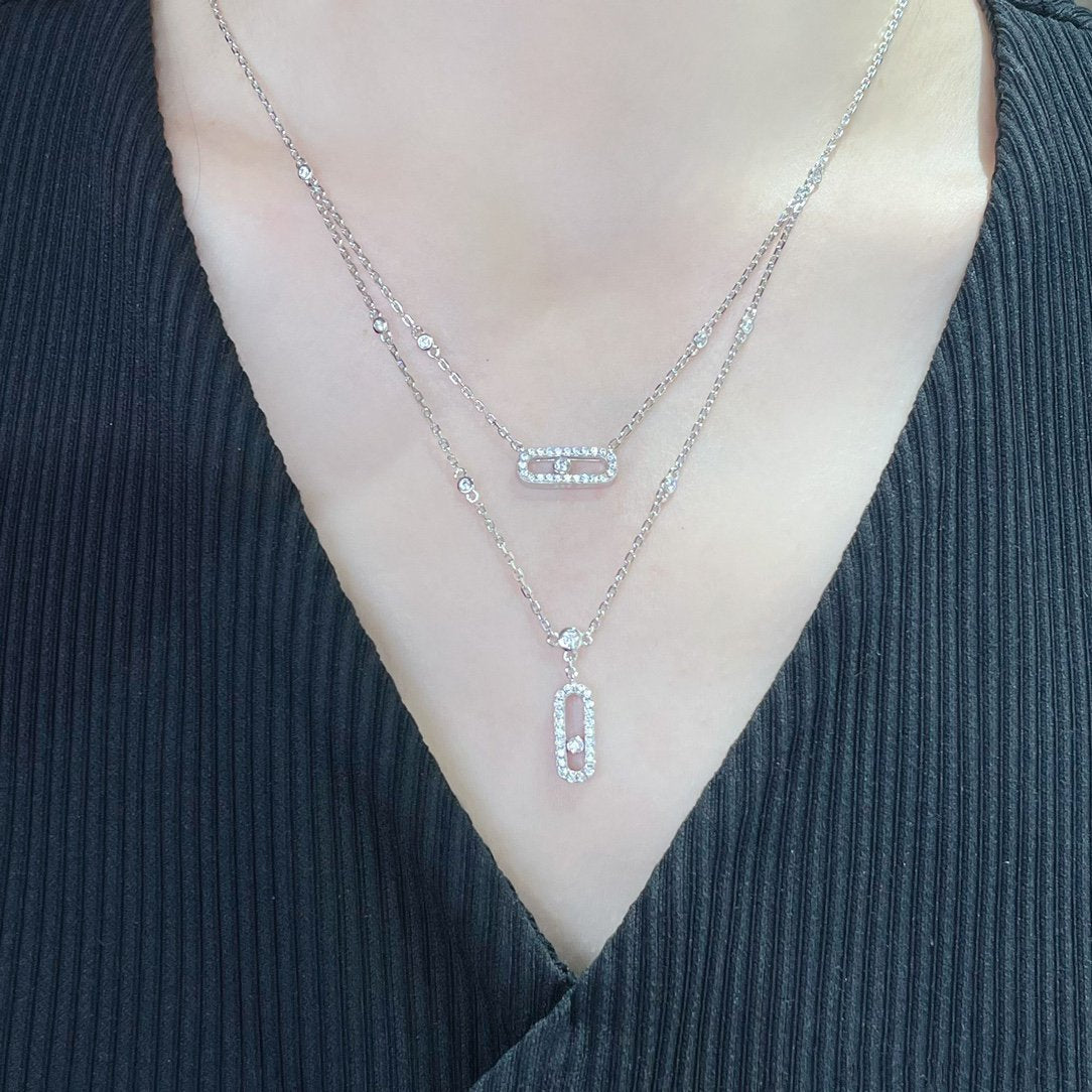 [⭐Luxery]MOVE 2 ROW DIAMOND NECKLACE