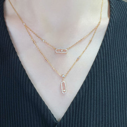 [⭐Luxery]MOVE 2 ROW DIAMOND NECKLACE