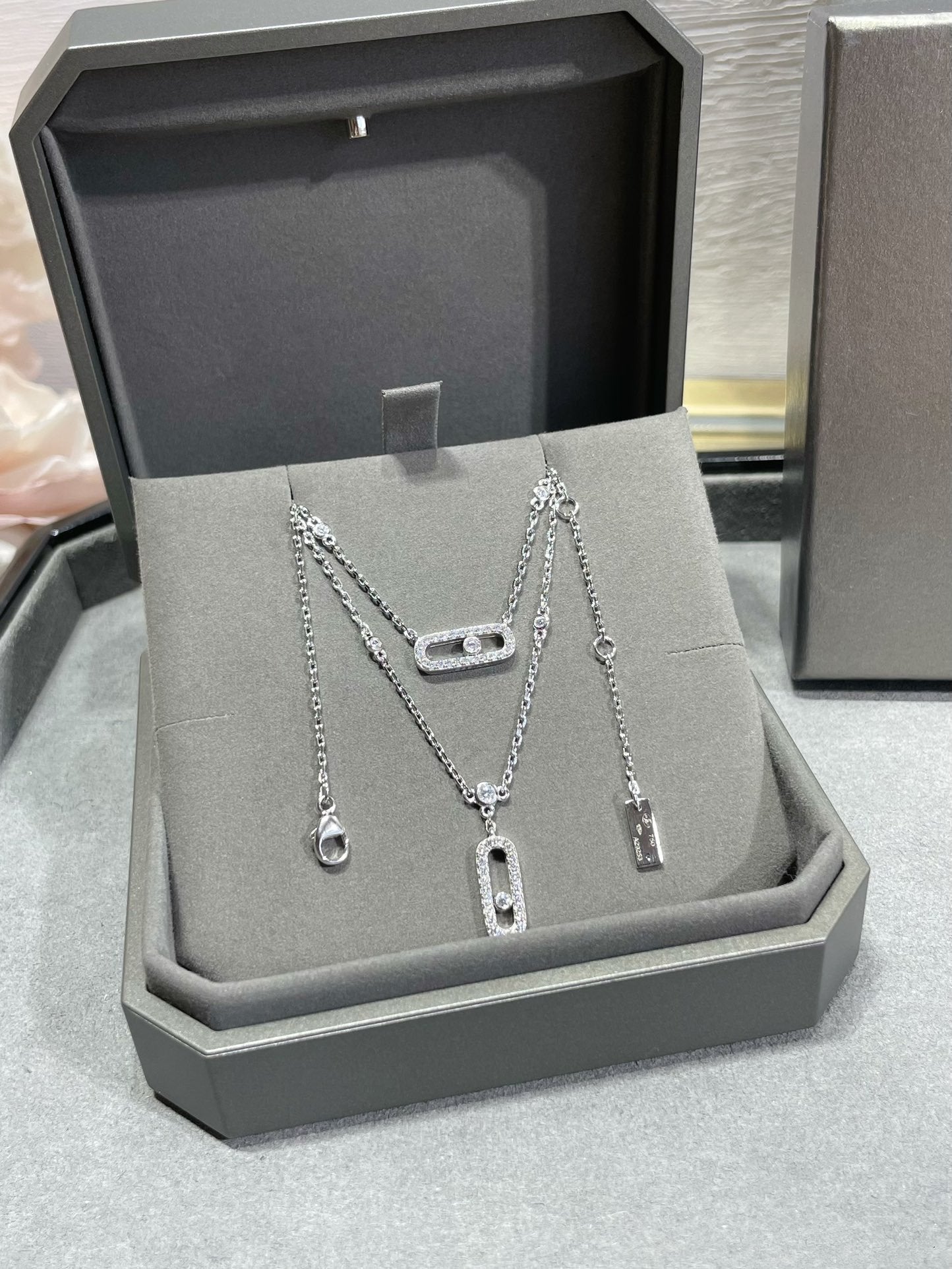 [⭐Luxery]MOVE 2 ROW DIAMOND NECKLACE
