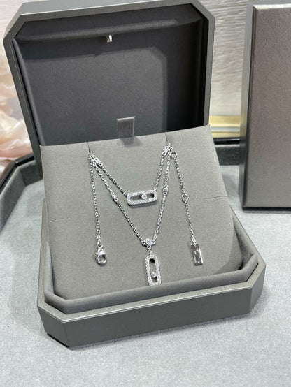 [⭐Luxery]MOVE 2 ROW DIAMOND NECKLACE