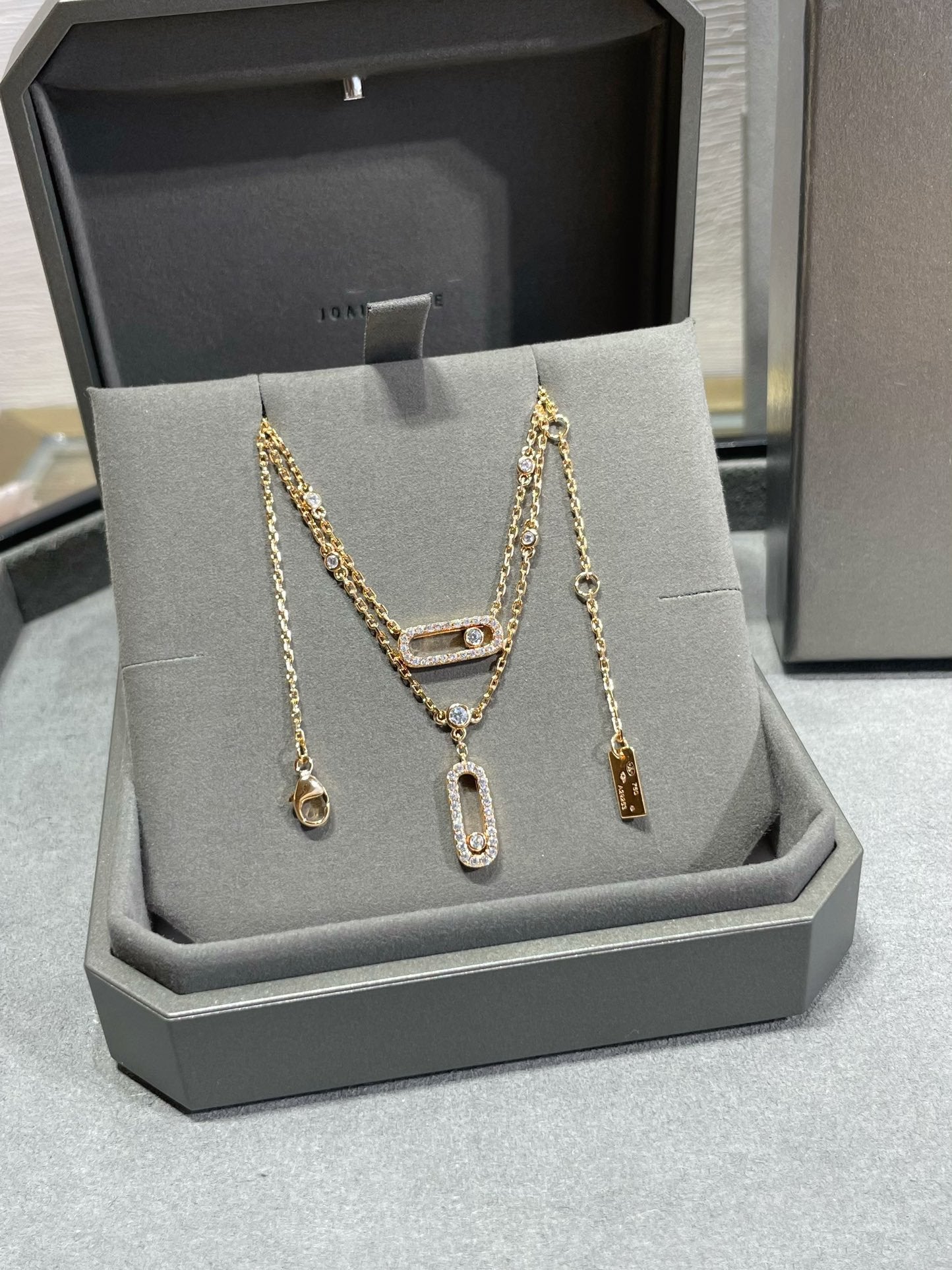 [⭐Luxery]MOVE 2 ROW DIAMOND NECKLACE
