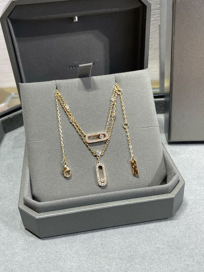 [⭐Luxery]MOVE 2 ROW DIAMOND NECKLACE
