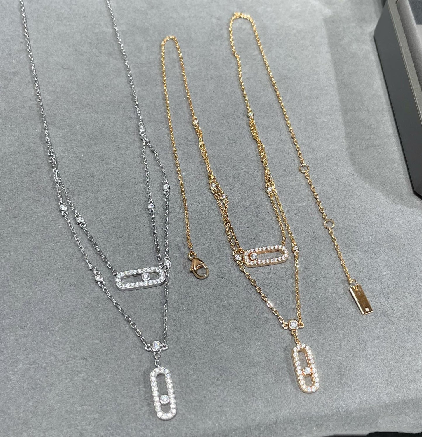[⭐Luxery]MOVE 2 ROW DIAMOND NECKLACE