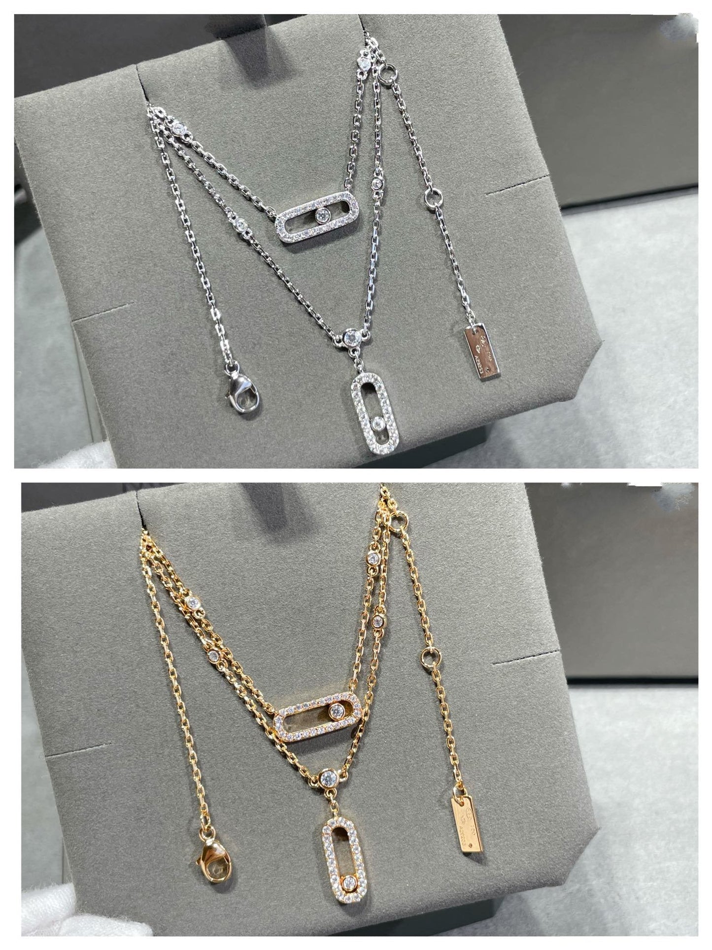 [⭐Luxery]MOVE 2 ROW DIAMOND NECKLACE