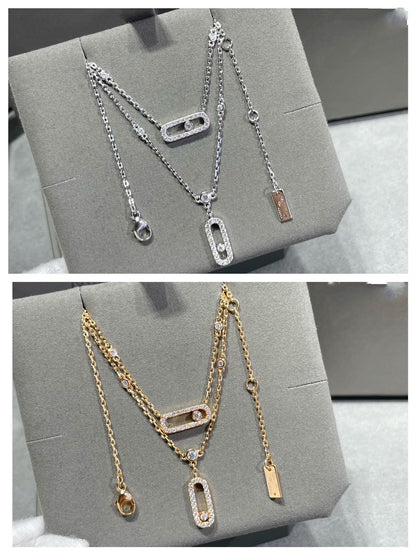 [⭐Luxery]MOVE 2 ROW DIAMOND NECKLACE